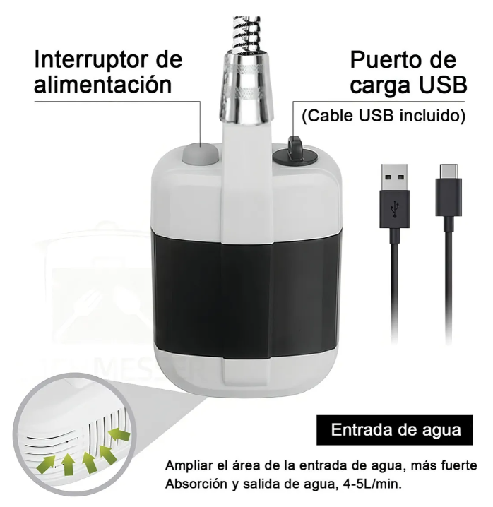 Regadera portátil con bomba